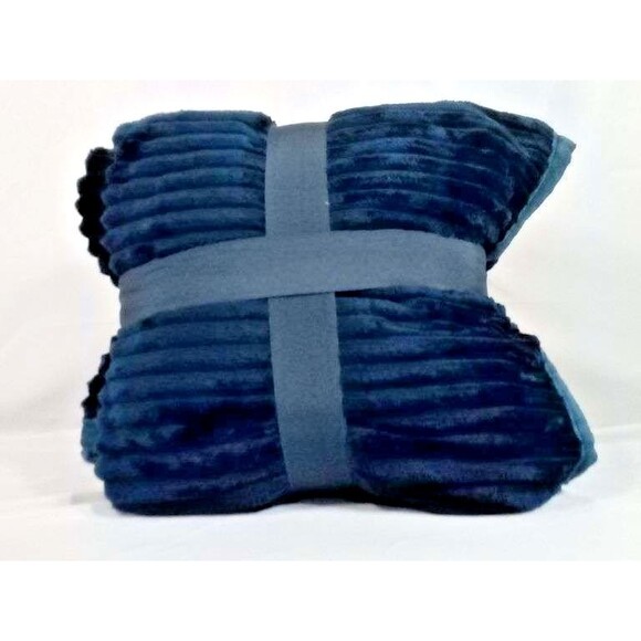 Member's Mark Ribbed Throw Blanket 60"x70" Navy Blue – Super Soft & Cozy - Picture 6 of 11